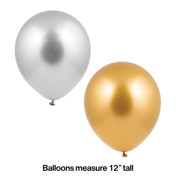 Silver and Gold Metallic Latex Balloons