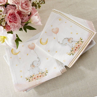 Pink Elephant Baby Shower Napkins