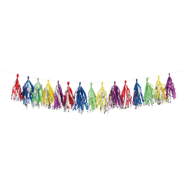 Rainbow Foil Tassel Garland