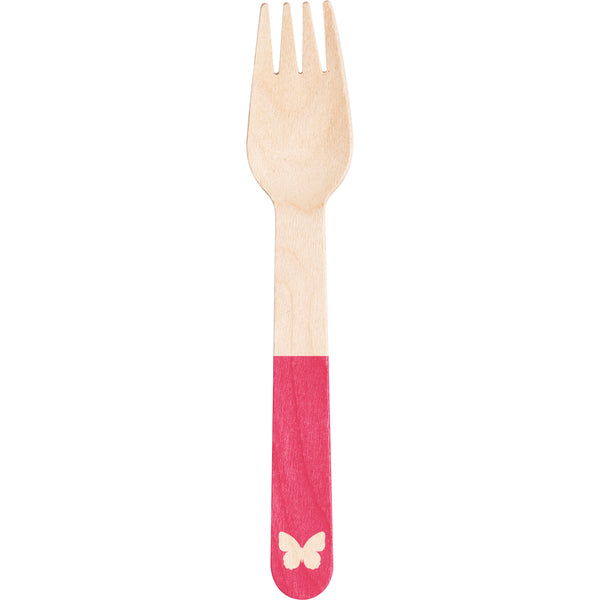 Pink Butterfly Wooden Cutlery Set