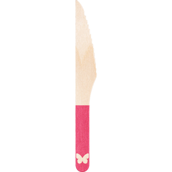 Pink Butterfly Wooden Cutlery Set