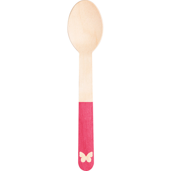 Pink Butterfly Wooden Cutlery Set