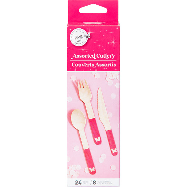 Pink Butterfly Wooden Cutlery Set