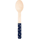 Navy Polka Dot Wood Utensil Set