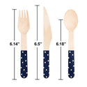Navy Polka Dot Wood Utensil Set