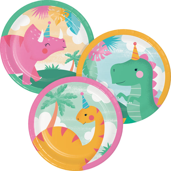 Pink Dino Birthday Party Tablecloth