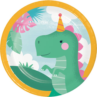 Girl Dinosaur Dessert Plates
