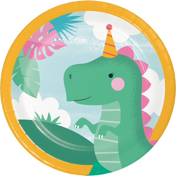 Girl Dinosaur Dessert Plates