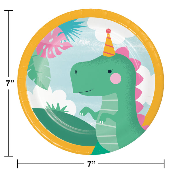 Girl Dinosaur Dessert Plates