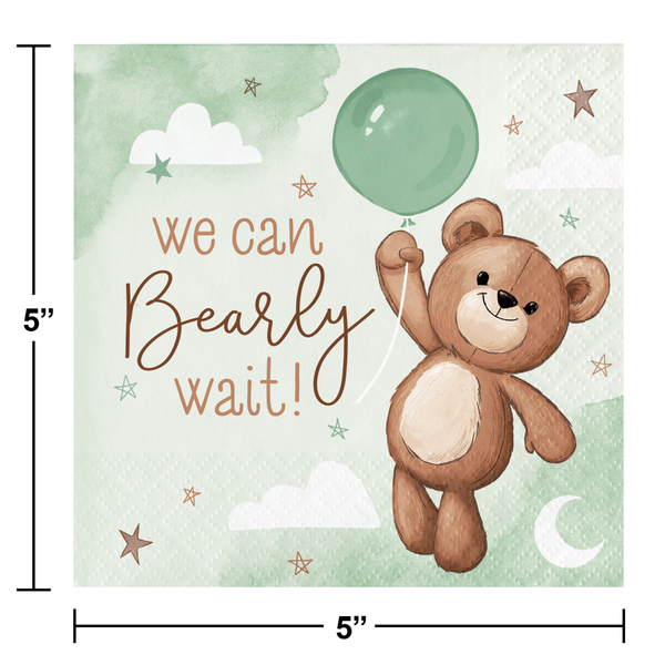 Teddy Bear Beverage Napkins | 16 Pack