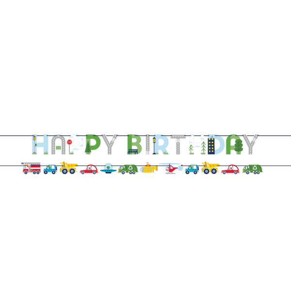Transportation Time Shaped Ribbon Banner | 2 Pc