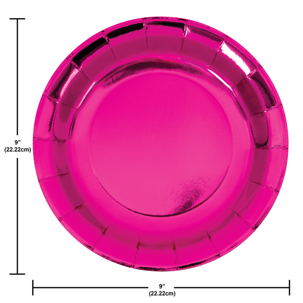 Hot Pink Foil 9" Party Plates