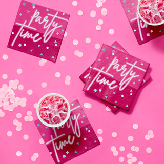 Party Time Hot Pink Cocktail Napkins