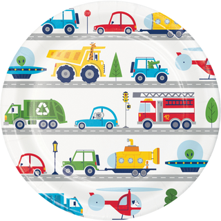 Transportation Time 9" Party Plates | 8 Pack