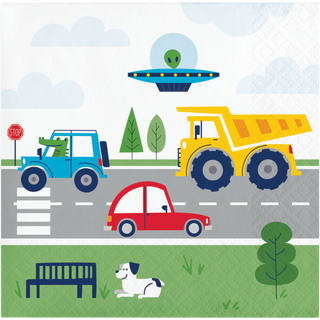 Transportation Time Cars & Trucks Dessert Napkins