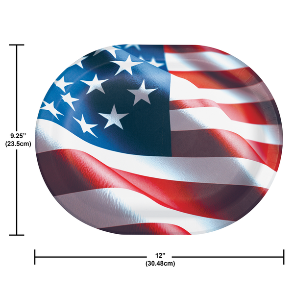Freedom Flag Oval Platter styled on a party table