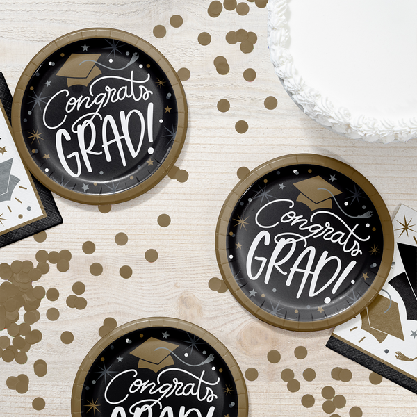 Glowing Grad Luncheon Plates | 8 Count by Oh So Fancy Party - Glowing Grad party supplies