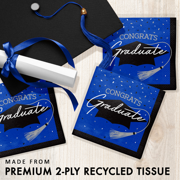 Congrats Graduate School Spirit Cobalt Beverage Napkins | 36 Count