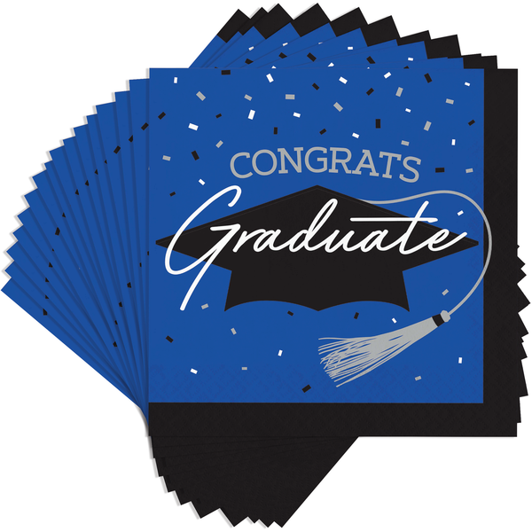 Congrats Graduate School Spirit Cobalt Beverage Napkins | 36 Count