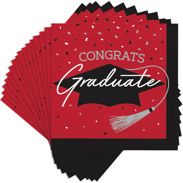 Congrats Graduate School Spirit Classic Red Luncheon Napkins | 36 Count