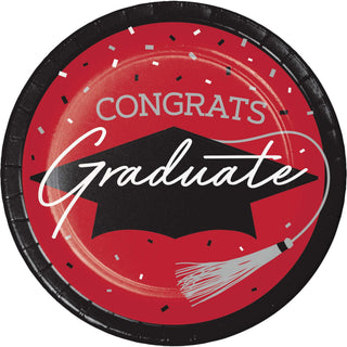 Congrats Graduate School Spirit Classic Red Dinner Plates | 18 Count