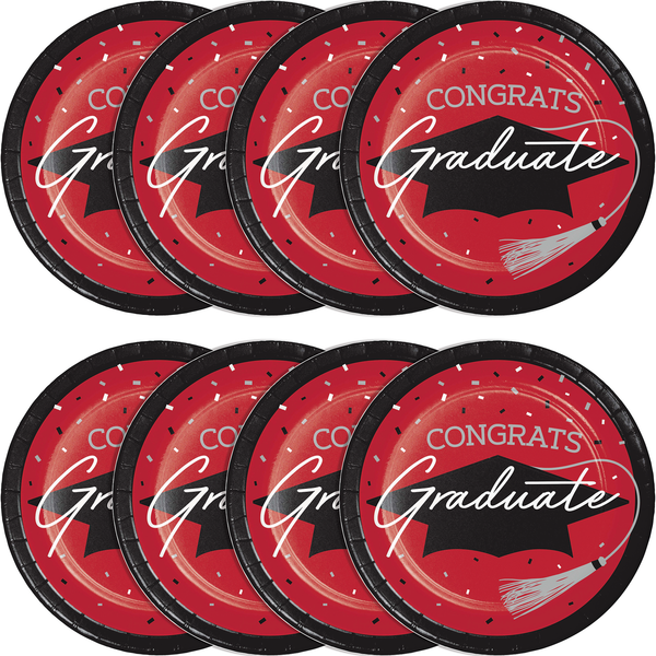 Congrats Graduate School Spirit Classic Red Dinner Plates | 18 Count