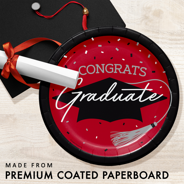 Congrats Graduate School Spirit Classic Red Dinner Plates | 18 Count