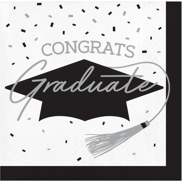 Congrats Graduate School Spirit White Beverage Napkins | 36 Count