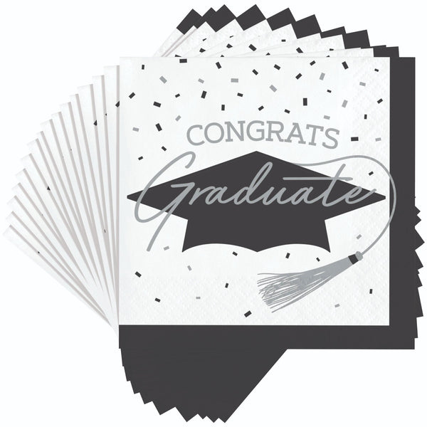 Congrats Graduate Silver & Black 108 Piece Tableware Bundle