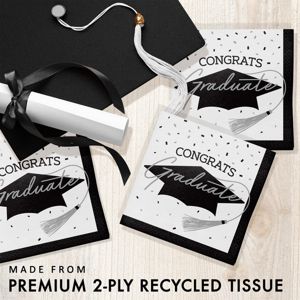 Congrats Graduate Silver & Black 108 Piece Tableware Bundle