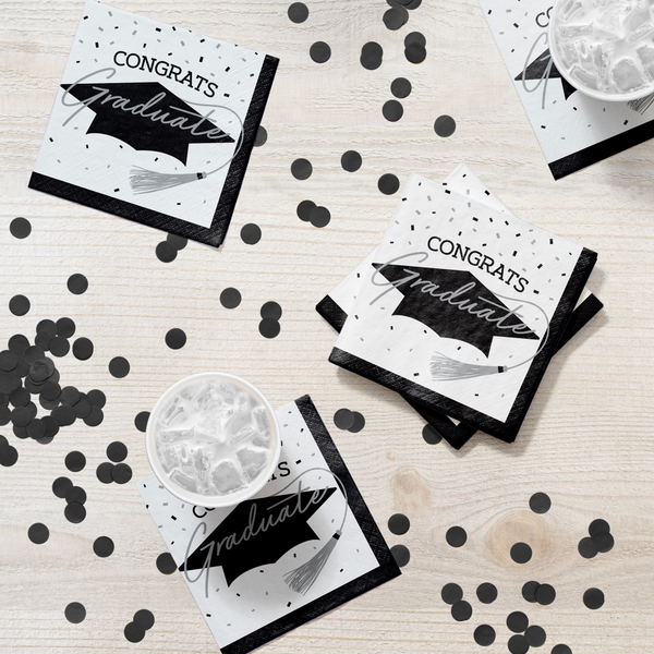 Congrats Graduate School Spirit White Beverage Napkins | 36 Count