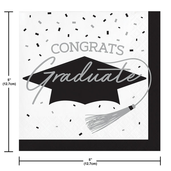 Congrats Graduate School Spirit White Beverage Napkins | 36 Count