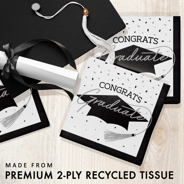 Congrats Graduate School Spirit White Luncheon Napkins | 36 Count