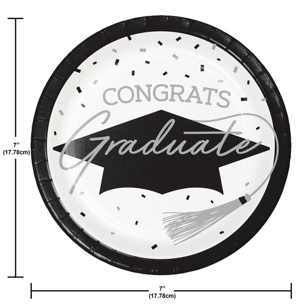 Congrats Graduate Silver & Black 108 Piece Tableware Bundle