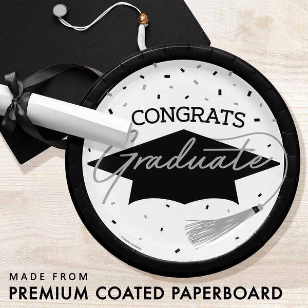 Congrats Graduate Silver & Black 108 Piece Tableware Bundle