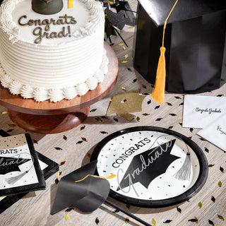 Congrats Graduate Silver & Black 108 Piece Tableware Bundle