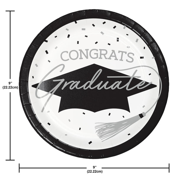 Congrats Graduate Silver & Black 108 Piece Tableware Bundle
