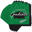 Congrats Graduate School Spirit Emerald Green 5" Beverage Napkins | 36 Count