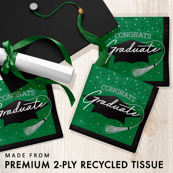 Class of 2026 Emerald Green Luncheon Napkins | 36 Count