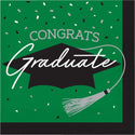 Congrats Graduate School Spirit Emerald Green 6.5" Luncheon Napkins | 36 Count