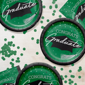 Congrats Graduate School Spirit Emerald Green 9" Dinner Plates | 18 Count
