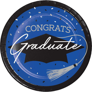 Congrats Graduate School Spirit Cobalt Dinner Plates | 18 Count