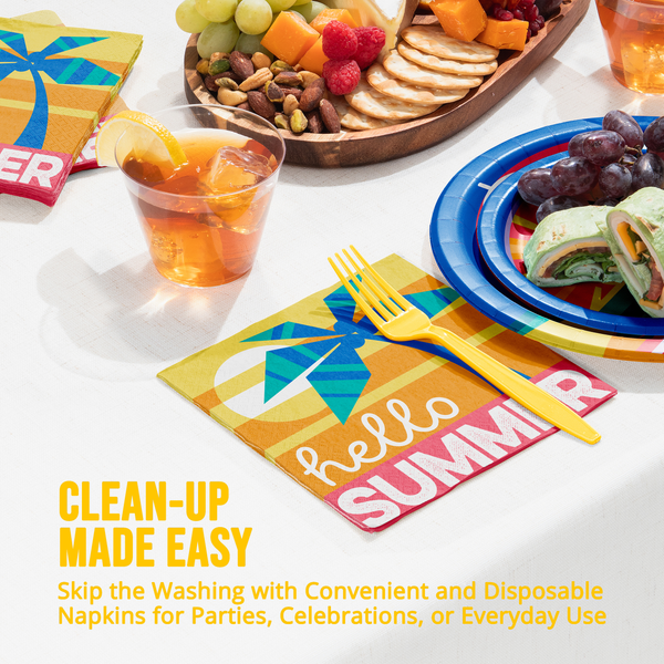 Summer Sun Luncheon Napkins styled on a party table