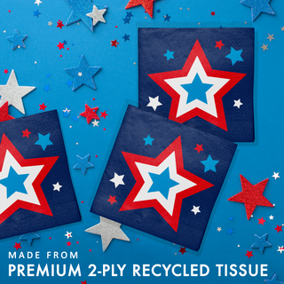 Peace and Patriotism Beverage Napkins styled on a party table