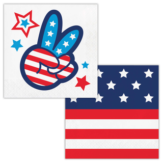Peace and Patriotism Luncheon Napkins styled on a party table