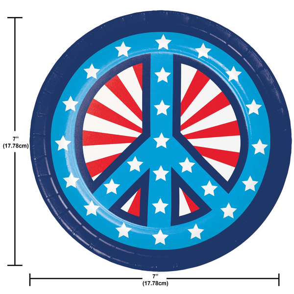 Peace and Patriotism Dessert Plates styled on a party table
