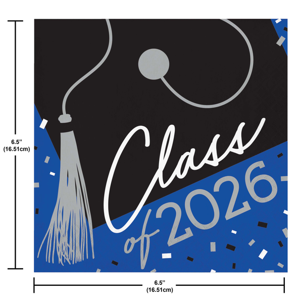 Class of 2026 Cobalt Luncheon Napkins | 36 Count by Oh So Fancy Party - Class of 2026 party supplies