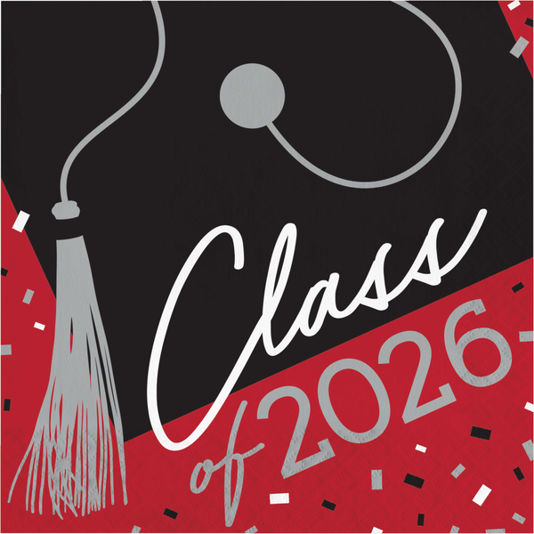 Class of 2026 Classic Red Luncheon Napkins | 36 Count by Oh So Fancy Party - Class of 2026 party supplies