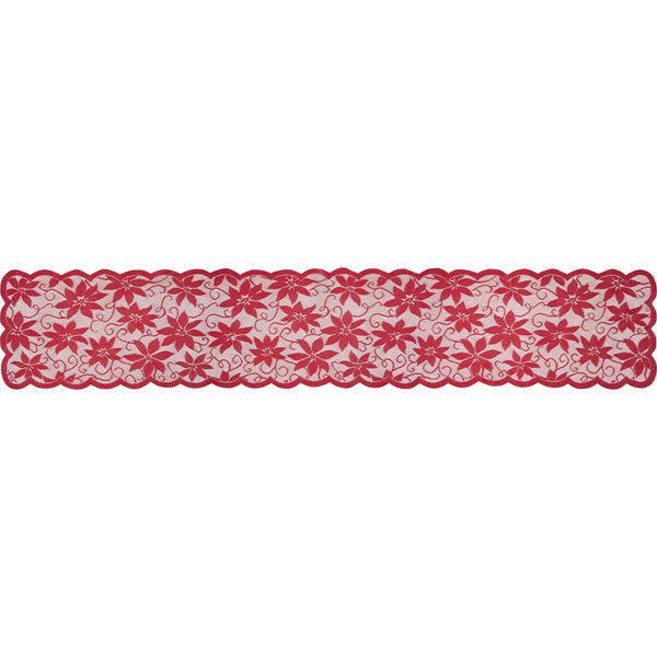 Christmas Poinsettia Lace Table Runner