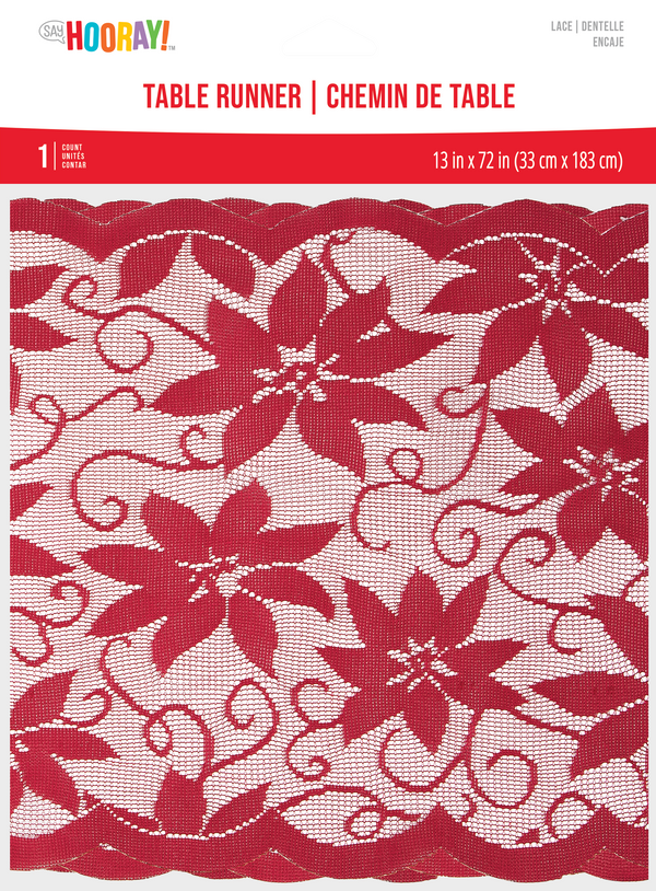 Christmas Poinsettia Lace Table Runner